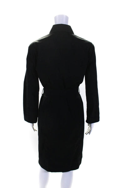 Boss Hugo Boss Womens Side Zip Collared Belted Dress Black Cotton Size 6
