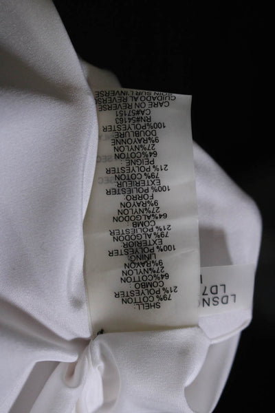 Karl Lagerfeld Womens Back Zip Scoop Neck Woven Shift Dress White Navy Size 12