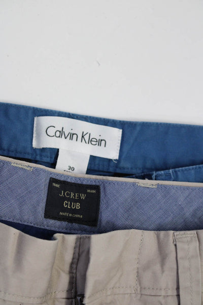 J Crew Calvin Klein Mens Khaki Club Shorts Beige Blue Cotton Size 30 Lot 2