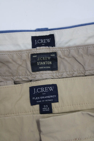 J Crew Mens Stanton Flex Gramercy Khaki Shorts Beige Blue Cotton Size 33 30 Lot