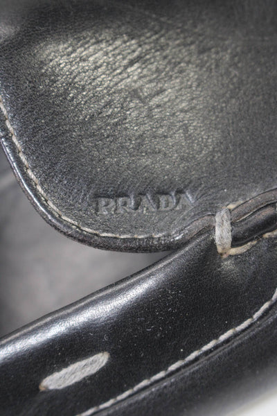 Prada Mens Leather Slide On Casual Driving Loafers Jet Black Size 9