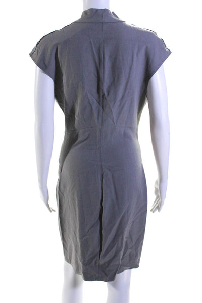 Helmut Lang Womens Gray V-Neck Drape Detail Sleeveless Shift Dress Size 8