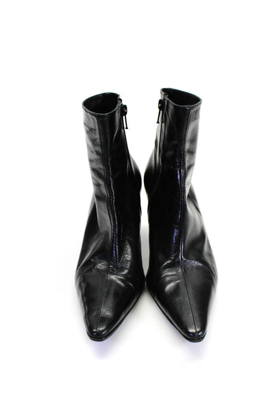 Barneys New York Womens Black Leather Pointed Toe Ankle Boots Shoes Size 9