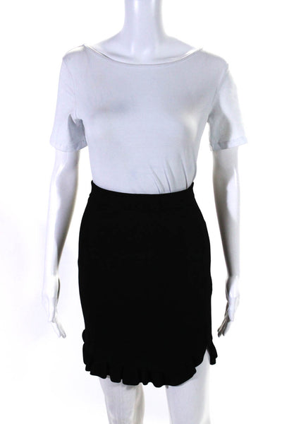 Torn by Ronny Kobo Womens Ruffled Trim Pull On Skirt Black Size Small