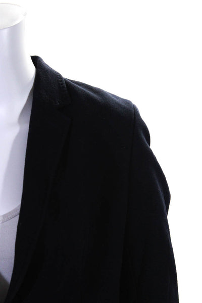 Massimo Dutti Womens Navy Blue Textured One Button Long Sleeve Blazer Size 10