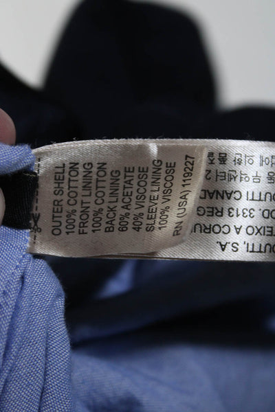 Massimo Dutti Womens Navy Blue Textured One Button Long Sleeve Blazer Size 10