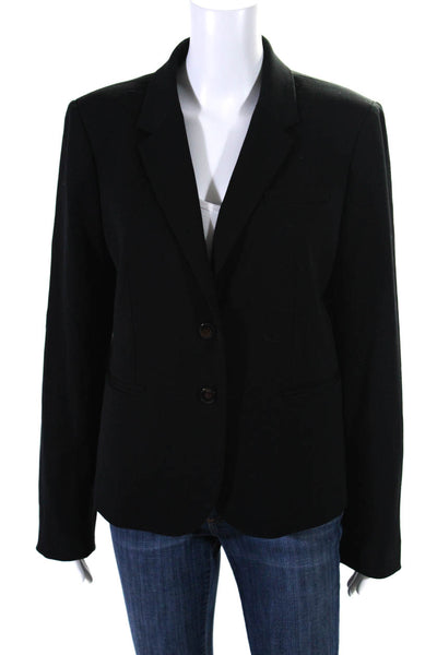 J Crew Womens Solid Black Two Button Long Sleeve Blazer Jacket Size L