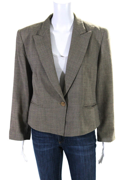 Max Mara Womens Beige Wool One Button Long Sleeve Blazer Size 14