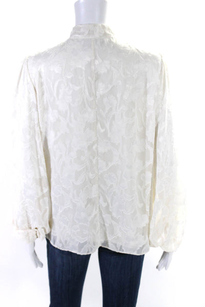 Alexis Womens White Textured V-neck Tie Front Long Sleeve Blouse Top Size XL