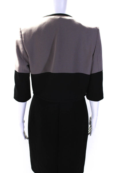 Boss Hugo Boss Womens Open Front Half Sleeve Cropped Jacket Brown Black Size 4