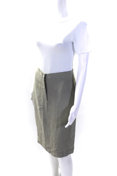 Max Mara Womens Zipper Fly Houndstooth Pencil Skirt White Black Size 6