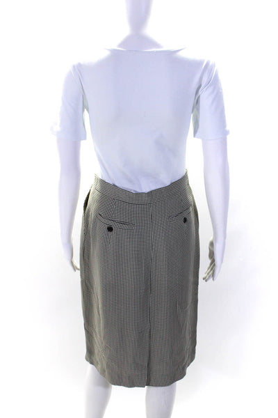 Max Mara Womens Zipper Fly Houndstooth Pencil Skirt White Black Size 6