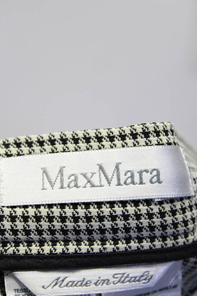 Max Mara Womens Zipper Fly Houndstooth Pencil Skirt White Black Size 6