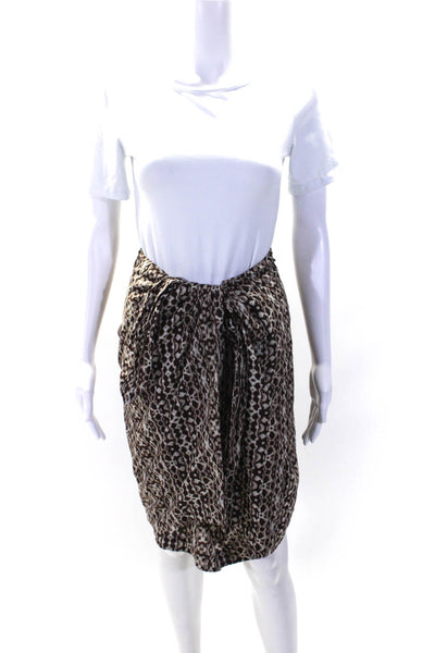 Weekend Max Mara Womens Knee Length Abstract Wrap Skirt Brown Cotton Size 12