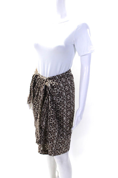 Weekend Max Mara Womens Knee Length Abstract Wrap Skirt Brown Cotton Size 12