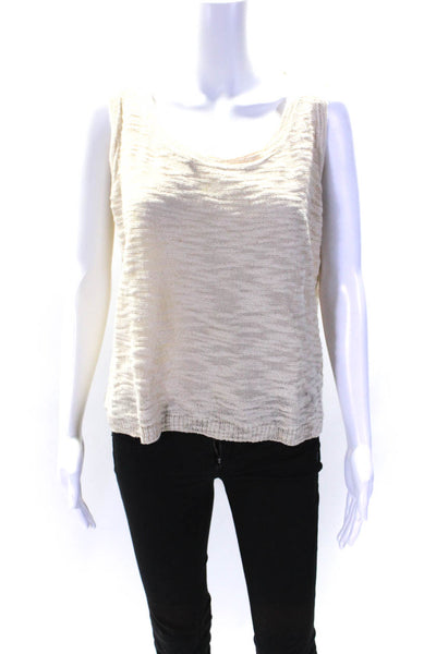 St. John Sport By Marie Gray Womens Metallic Knit Tank Top Beige Wool Large