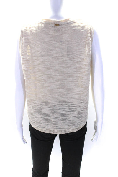 St. John Sport By Marie Gray Womens Metallic Knit Tank Top Beige Wool Large