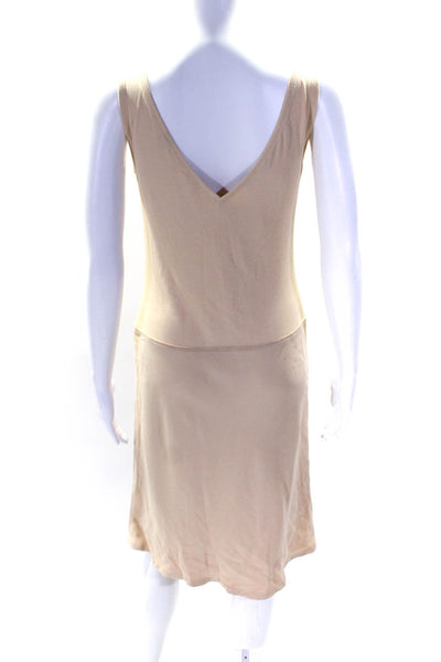 Donna Karan New York Womens Light Brown V-Neck Sleeveless Tank Dress Size 4