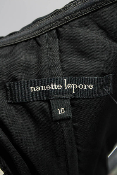 Nanette Lepore Womens Black Silk Multi Floral Bow Back Fit & Flare Dress Size 10