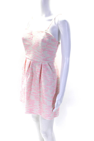 Moulinette Soeurs Anthropologie Womens Pink White Textured Mini Dress Size 0P