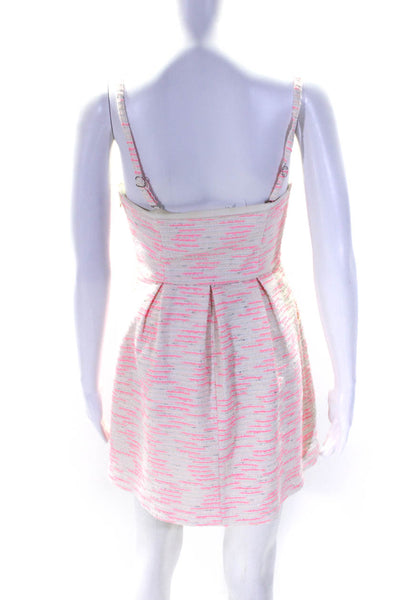 Moulinette Soeurs Anthropologie Womens Pink White Textured Mini Dress Size 0P