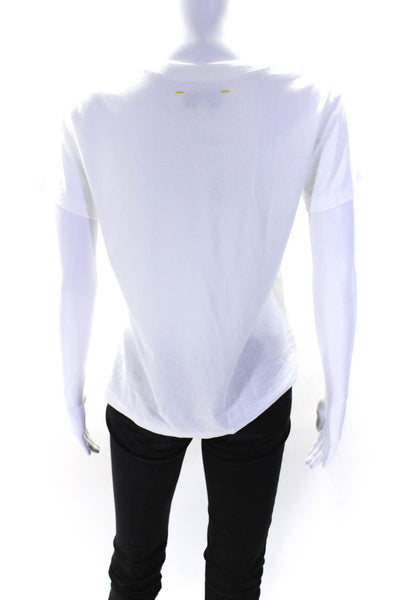 Kerri Rosenthal Womens Round Neck Loved Tee Shirt White Cotton Size Extra Small