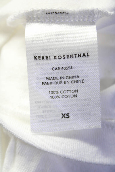 Kerri Rosenthal Womens Round Neck Loved Tee Shirt White Cotton Size Extra Small