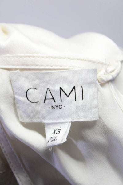 Cami NYC Womens Spaghetti Strap V Neck Lace Trim Silk Tank Top White Size XS