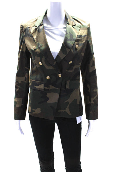Generation Love Womens Double Breasted Pointed Lapel Camouflage Jacket Brown XS