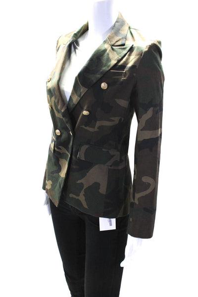 Generation Love Womens Double Breasted Pointed Lapel Camouflage Jacket Brown XS