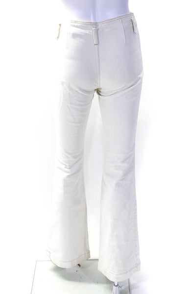 Frame Womens Zipper Fly Mid Rise Flare Leg Jeans White Denim Size 24