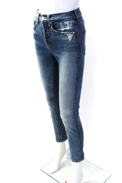 Veronica Beard Jeans Womens Ryleigh Slim Straight High Rise Jeans Blue Size 24