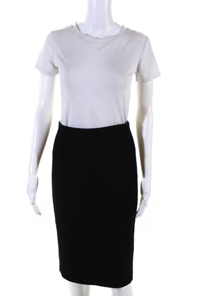 Massimo Dutti Womens Side Zip Knee Length Knit Pencil Skirt Black Size 4