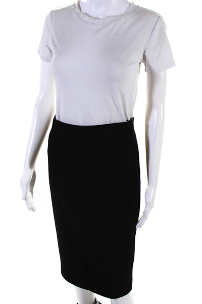 Massimo Dutti Womens Side Zip Knee Length Knit Pencil Skirt Black Size 4