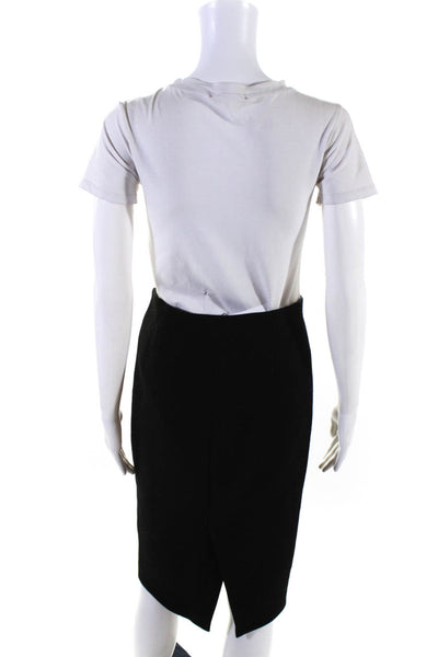 Massimo Dutti Womens Side Zip Knee Length Knit Pencil Skirt Black Size 4