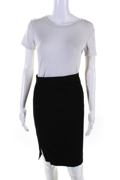 Massimo Dutti Womens Side Zip Knee Length Knit Pencil Skirt Black Size 4