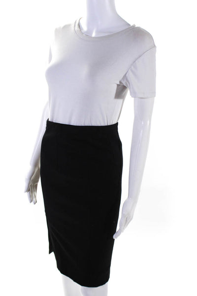 Massimo Dutti Womens Side Zip Knee Length Knit Pencil Skirt Black Size 4