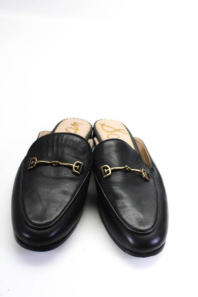 Sam Edelman Womens Slip On Round Toe Bit Mules Loafers Black Leather Size 5.5