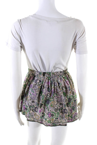 Zadig & Voltaire Womens Cotton Paisley Tiered A-Line Ruffle Skirt Green Size XS