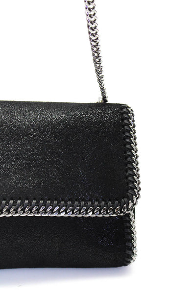 Stella McCartney Womens Falabella Vegan Suede Flap Chain Crossbody Handbag Black