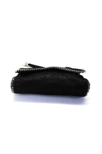 Stella McCartney Womens Falabella Vegan Suede Flap Chain Crossbody Handbag Black