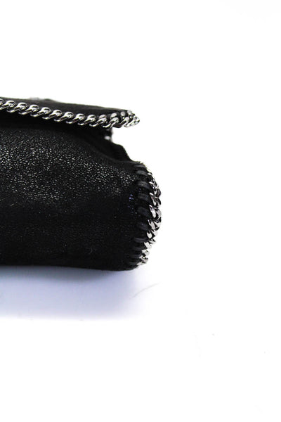 Stella McCartney Womens Falabella Vegan Suede Flap Chain Crossbody Handbag Black