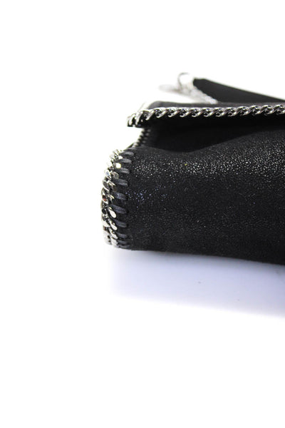 Stella McCartney Womens Falabella Vegan Suede Flap Chain Crossbody Handbag Black