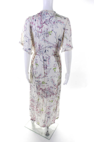 Love Stitch Womens White Floral Print V-Neck Short Sleeve Shift Dress Size M