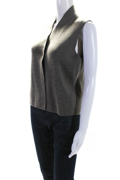 Eileen Fisher Womens Merino Wool Knit Button Up Sweater Vest Gray Size M