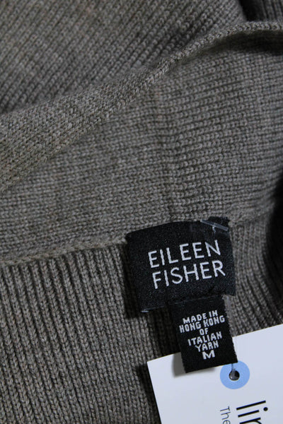 Eileen Fisher Womens Merino Wool Knit Button Up Sweater Vest Gray Size M