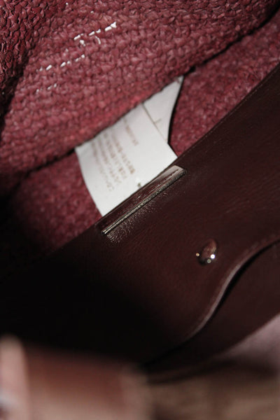 Helen Kaminski Womens Leather & Woven Raffia Two Way Strap Tote Bag Red Handbag