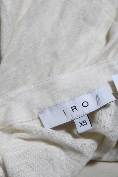 IRO Womens Cream Linen Lace Up V-Neck Long Sleeve Knit Top Size XS