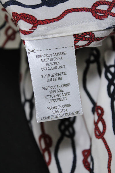 Equipment Femme Women Rope Print Cuban Collar Shirt Blouse Red Navy White Medium