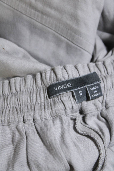 Vince Womens Linen Drawstring Waist Slim Leg Pants Light Gray Size Small